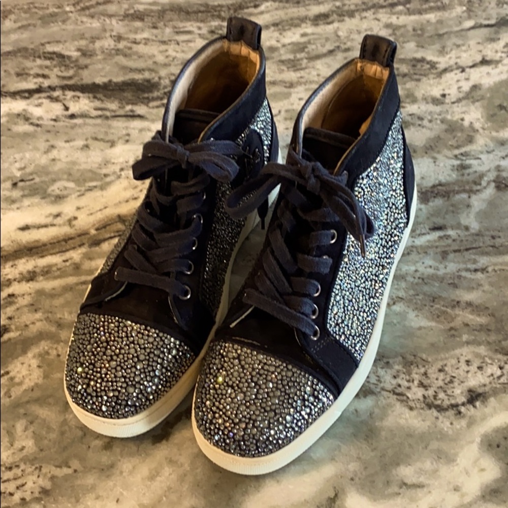Christian Louboutin Black and Silver Sneakers